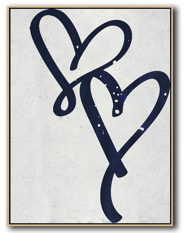 Buy Hand Painted Navy Blue Abstract Painting Online,Modern Canvas Art #S2S1